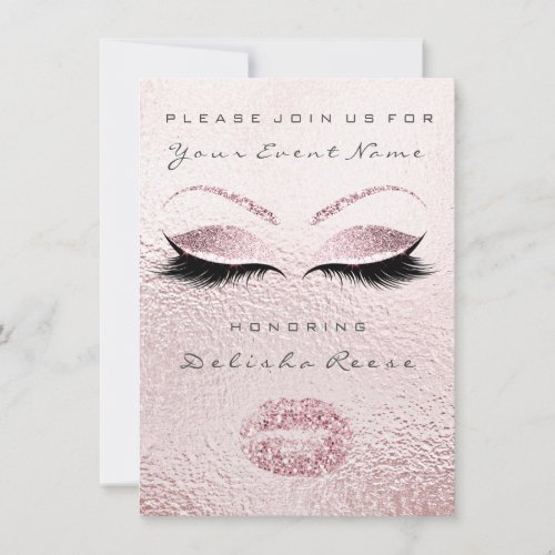 Pink Sparkly Lips Glitter Bridal Sweet 16th Girly Invitation