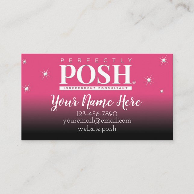 Pink Sparkly Perfectly Posh  Business Card (Front)