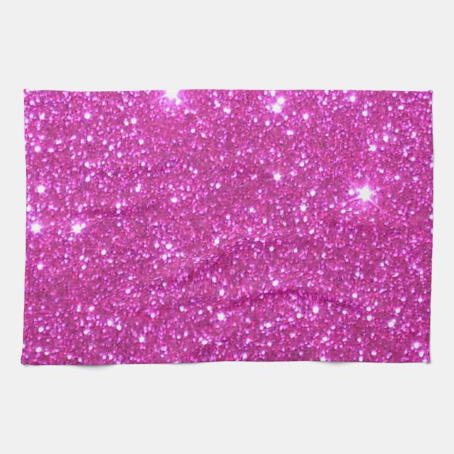 Pink Sparkly Sparkle Glitter Kitchen Towels (Horizontal)