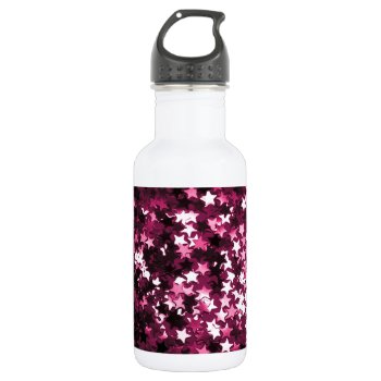 Pink Sparkly Stars Stainless Steel Water Bottle by RosaAzulStudio at Zazzle