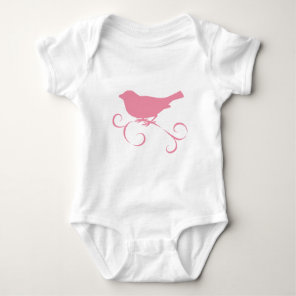 Pink Sparrow with Ribbon Baby Bodysuit