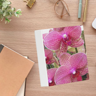 Pink Speckled Phalaenopsis Orchids Floral Mini Binder