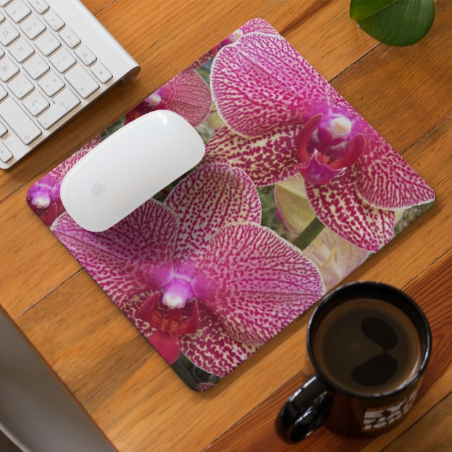 Pink Speckled Phalaenopsis Orchids Floral Mouse Pad (In Situ)