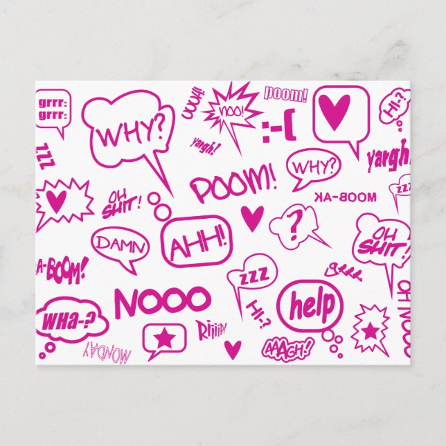 pink speech bubbles postcard 01 (Front)