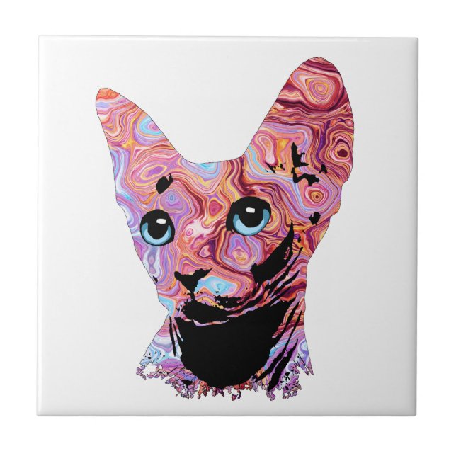 Pink Sphynx Cat 683 Ceramic Tile (Front)