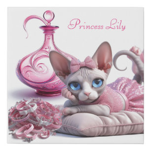Pink Sphynx Kitten Faux Wrapped Canvas Print