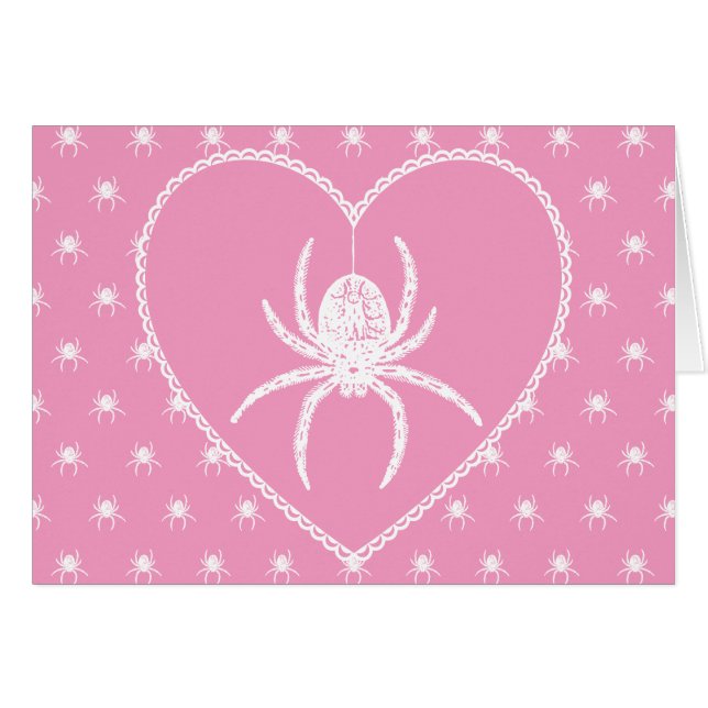 Pink Spider Heart Cards (Front Horizontal)