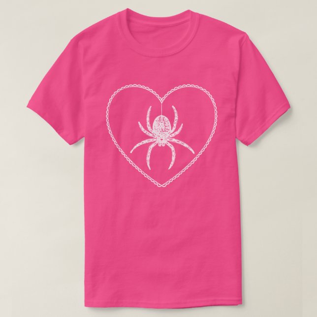 Pink Spider Heart T-Shirt (Design Front)