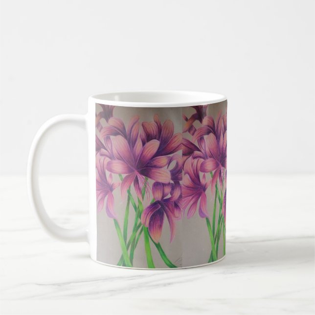 Pink spider lily mug (Left)