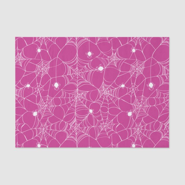 Pink Spider Web Halloween Tissue Paper (Front)
