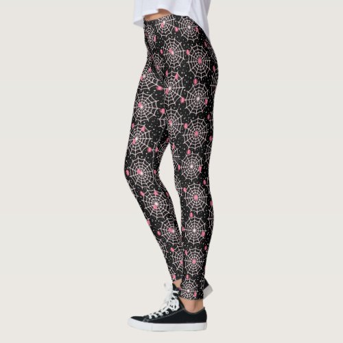 Pink Spiders and Spider Webs Leggings