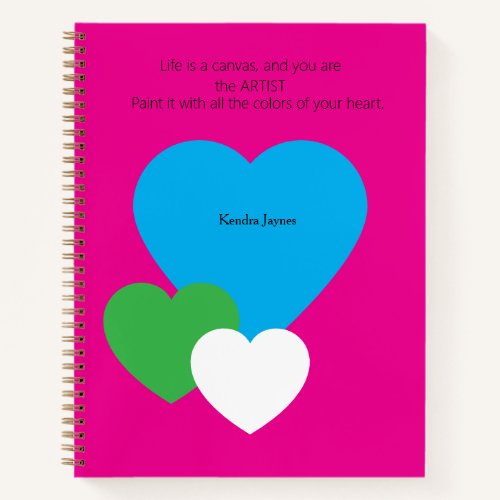Pink Spiral Notebook w/ Hearts
