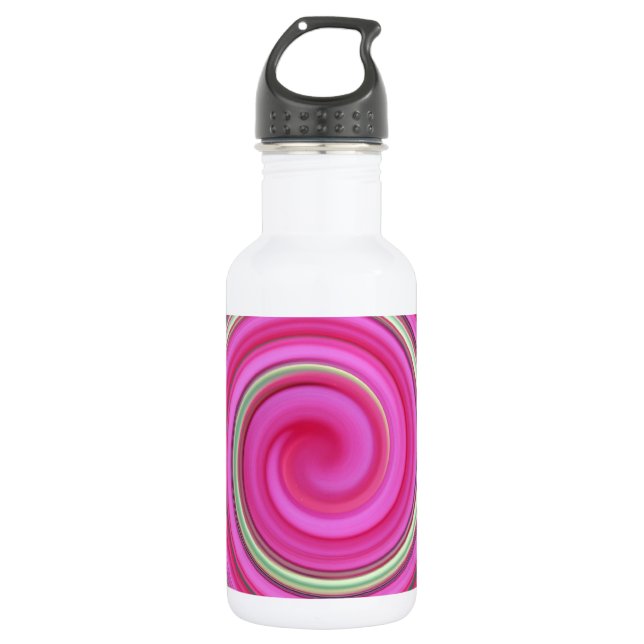 Pink spiral pattern water bottle (Front)