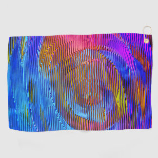 Pink spiral rainbow with relief and messy stripes golf towel