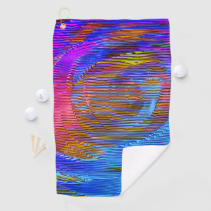 Pink spiral rainbow with relief and messy stripes  golf towel