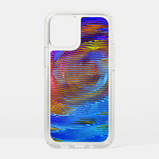 Pink spiral rainbow with relief and messy stripes  speck iPhone 12 mini case