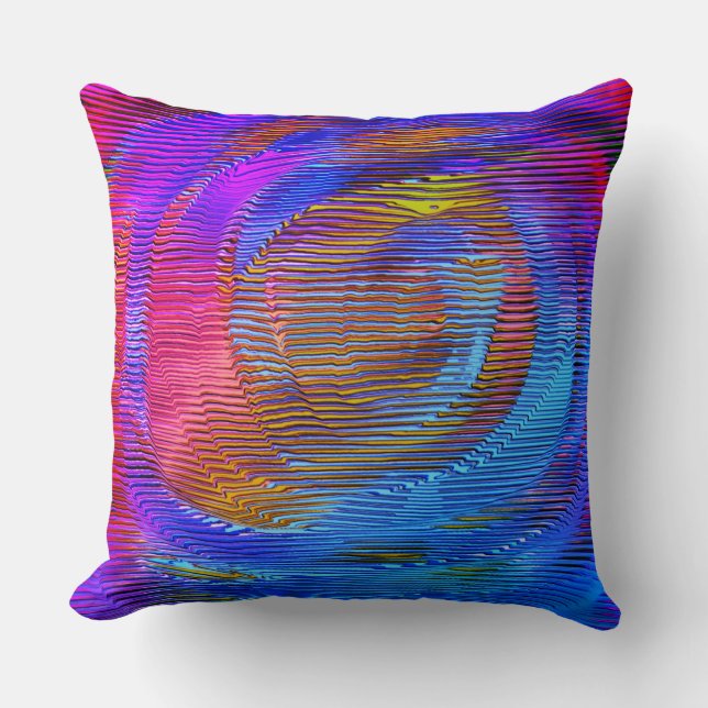 Pink spiral rainbow with relief and messy stripes  throw pillow (Front)