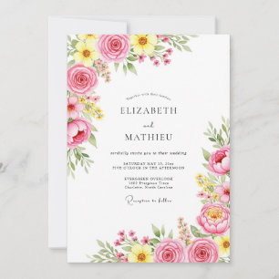 Pink Spirited Spring Wedding Invitation