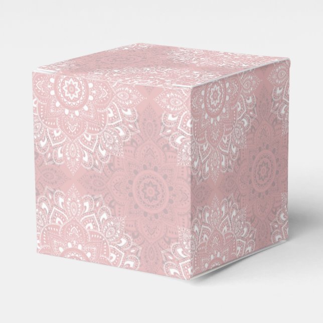 Pink spiritual Indian mandala pattern Favor Boxes (Front Side)