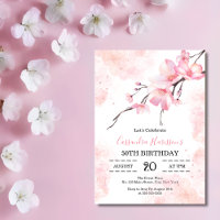 Pink Splash Cherry Blossom Floral Birthday