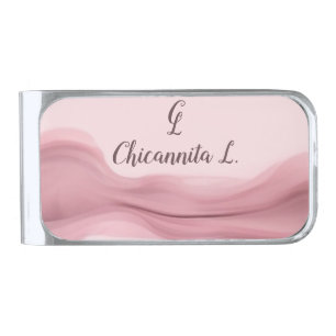 Pink splash glamour colourful pastel smoke silver finish money clip