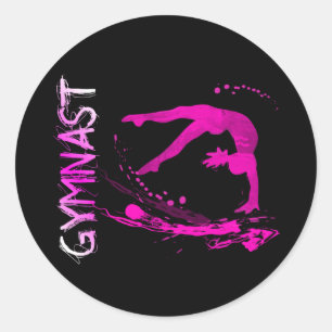 Pink Splash Gymnast Shirts Bags Button etc. Classic Round Sticker
