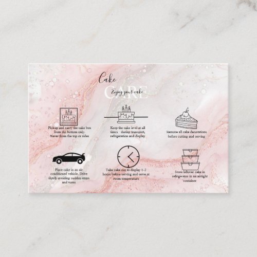 Pink Splash Liquid Glitter Marble Cake Care   Business Card
