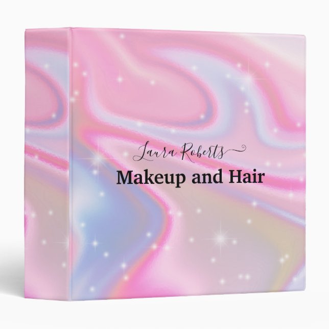 Pink Splash Liquid Glitter  Marble  Clipboard 3 Ring Binder (Front/Spine)