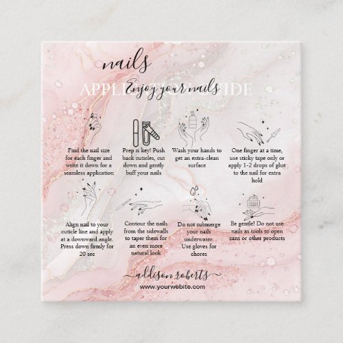Pink Splash Liquid Glitter Nail Application Guide  Square Business Card