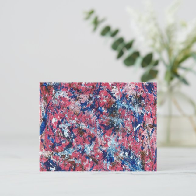 Pink Splatter Abstract Postcard (Standing Front)