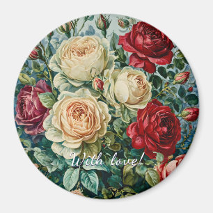 Pink splendor. Floral bouquet of roses. Magnet