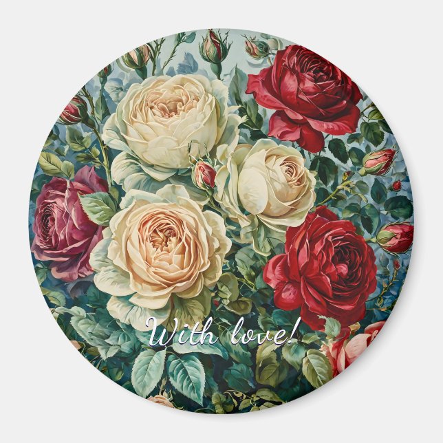 Pink splendor. Floral bouquet of roses. Magnet (Front)