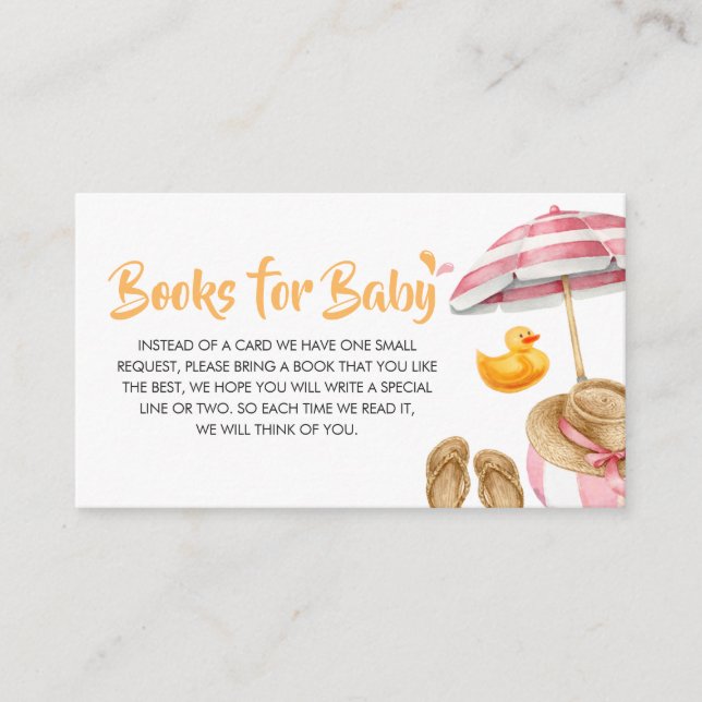 Pink Splish Splash Baby Shower Books for Baby Enclosure Card (Front)