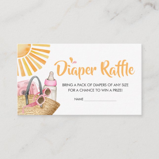 Pink Splish Splash Baby Shower Diaper Raffle Enclosure Card (Front)
