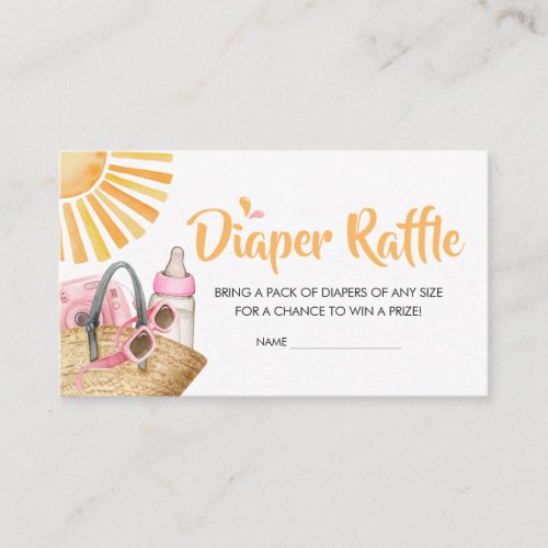 Pink Splish Splash Baby Shower Diaper Raffle Enclosure Card