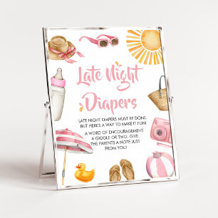 Pink Splish Splash Baby Shower Late Night Diapers Poster