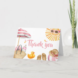 Pink Splish Splash Baby Shower Letterpress Thank You Card