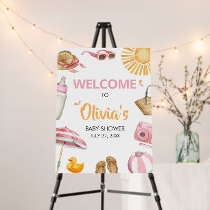 Pink Splish Splash Baby Shower Welcome Sign