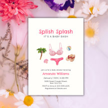 Pink Splish Splash Beach Bum Girl Baby Shower 