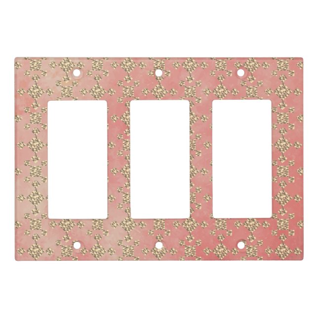 Pink Sponge Pattern and Geometric Tile Light Switch Cover (Front)