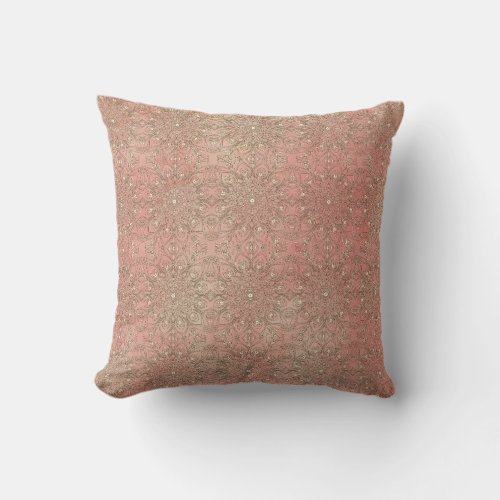 Pink Sponge Pattern and Peacock Inspirations Throw Pillow