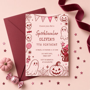 Pink Spooktacular Ghost Personalized Halloween Invitation