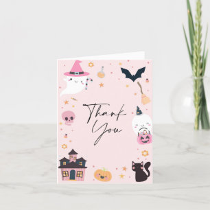 Pink Spooky Birthday Thank You Card