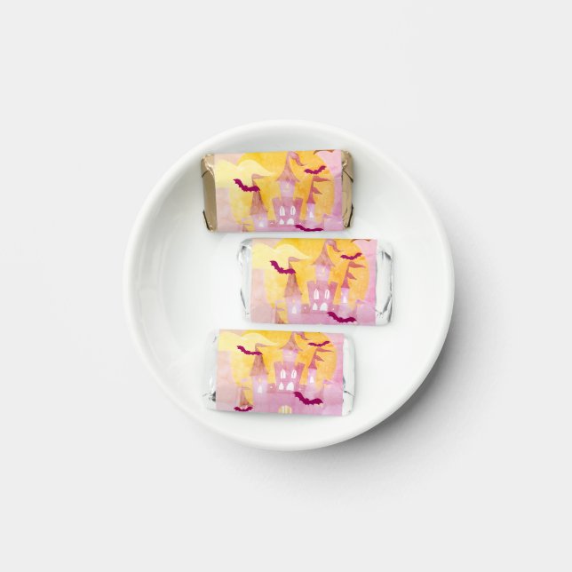 Pink Spooky Castle on Hill Halloween Party Hershey's Miniatures (Plate)