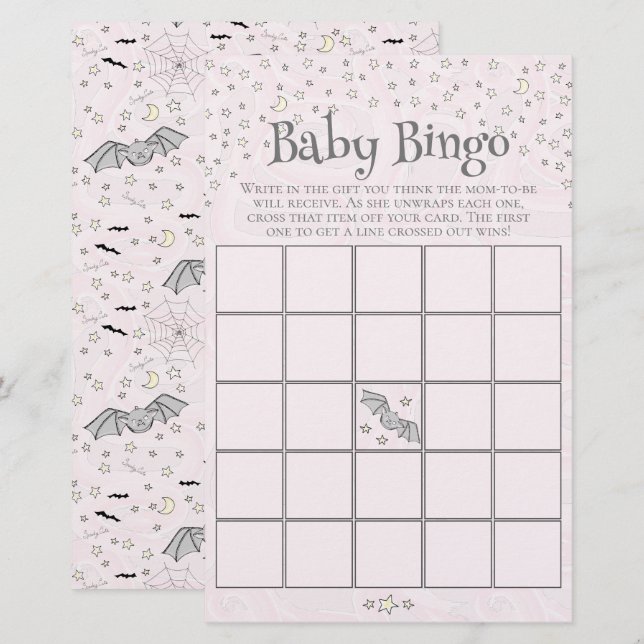 Pink Spooky Cute Baby Bingo Baby Shower Game (Front/Back)