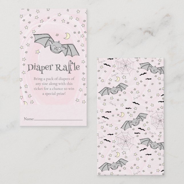 Pink Spooky Cute Diaper Raffle Fall Baby Shower Enclosure Card (Front/Back)