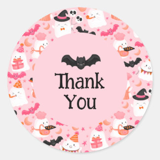 Pink Spooky Cute Halloween Party Allove Classic Round Sticker