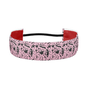 Pink Spooky Ghost Tiled Pattern Athletic Headband