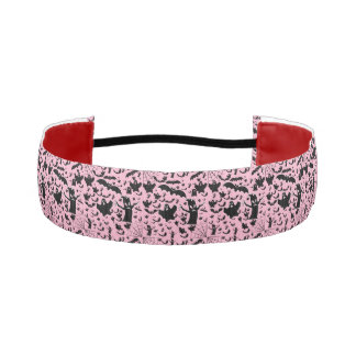 Pink Spooky Ghost Tiled Pattern Athletic Headband