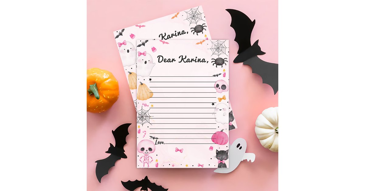 Important Note Spooky Pink Spooky Ghost Time Capsule Note Message Card | Zazzle